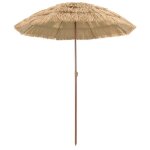 Parasol de plage - vidaxl - �160 cm - 196 cm hauteur - marron - acier - r�sistant aux uv - imperm�able ...