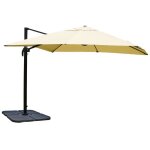 Parasol professionnel restaurant pour jardin terrasse 3x3m (4, 24m) polyester / aluminium 23kg creme ...