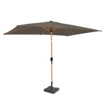 Parasol rapallo 200x300cm - premium parasol - aspect bois - taupe incl. pied en b�ton 20 kg