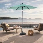 Parasol rectangulaire double face 2. 6m - avec manivelle - couleur vert clair - r�sistant aux uv - pour ...