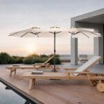 Parasol rectangulaire double face 4. 5m kaki - grand format avec manivelle - r�sistant aux uv - pour ...
