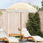 Parasol - vidaxl - � 160 x 195 cm - jaune et blanc - inclinable - r�sistant aux uv