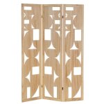 Paravent avec 3 pans en bois mdf et paulownia coloris naturel - longueur 120 x profondeur 2 x hauteur ...