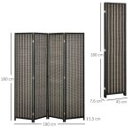 Paravent 4 pi�ces 180 x 180 cm s�parateur de pi�ce en bambou pliable protection visuelle s�parateur de ...
