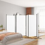 Paravent 6 panneaux blanc 520x180 cm tissu sparation de pice polyvalente cloison de sparation de chambre ...