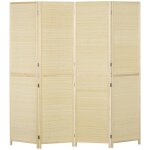 Paravent en bois de bambou homcom 4 panneaux 180 x 180 cm sparateur de pice cloison de sparation pliable ...