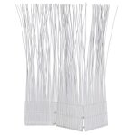Paravent en bois osier coloris blanc - longueur 135 x profondeur 3 x hauteur 170 cm