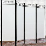 Paravent crme - 4 panneaux - cadre en mtal laqu - cloison 180 x 163 cm