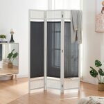 Paravent dorotea bambou 120 x 170 cm blanc gris fonc�