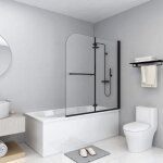 Paravent de douche - signor - cabine de douche pliable 2 panneaux esg 120x140 cm noir 84601