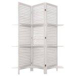 Paravent étagères - atmosphera - blanc - bois de paulownia - bois mdf - 3 étagères Paravent étagères - atmosphera - blanc - bois de paulownia - bois mdf - 3 étagères
