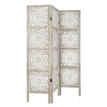 Paravent - atmosphera - etnik - bois mdf - paulownia - blanc 170 cm Paravent - atmosphera - etnik - bois mdf - paulownia - blanc 170 cm