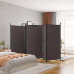 Paravent int�rieur - cloison de s�paration - s�parateur de pi�ce 5 panneaux marron 433x180 cm tissu