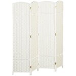 Paravent interieur - homcom - en bois - 4 panneaux - 160 x 170 cm - pour salon chambre à coucher - blanc ... Paravent interieur - homcom - en bois - 4 panneaux - 160 x 170 cm - pour salon chambre à coucher - blanc ...