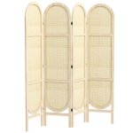 Paravent interieur - homcom - en bois 4 panneaux - 170 x 160 cm - pliable et portable - motif tiss  ...