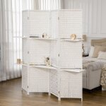 Paravent int�rieur s�parateur de pi�ce 4 panneaux pliables raccord�s 3 �tag�res style contemporain avec ...