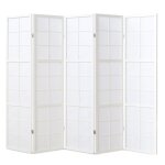 Paravent japonais shoji en bois blanc de 5 pans