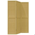 Paravent pliable en bois - vidaxl - 3 panneaux - marron bois - bois de paulownia massif - bambou int�rieur ...