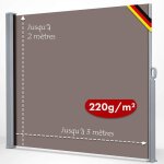 Paravent rtractable avec support mural kit de montage inclus marron 180 x 300 cm