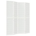 Paravent sparateur de pice - dec031179 - 4 panneaux - bois de sapin blanc - papier de riz - 160 x 170 ...