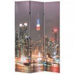 Paravent s�parateur de pi�ce cloison de s�paration d�coration meuble pliable 120 cm new york la nuit ...