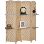 Paravent séparateur de pièce homcom 4 panneaux 160 x170 cm 2 étagères pliable en bois pour le bureau ... Paravent séparateur de pièce homcom 4 panneaux 160 x170 cm 2 étagères pliable en bois pour le bureau ...