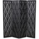 Paravent v�g�tal en bois composite 4 pans coloris noir h170 x l160 cm