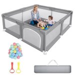 Parc bb 120x120cm 50 balles 2 poignes sac rangement avec filet respirant modulable enfants centre ...