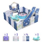 Parc b�b� 16 + 2 panneaux - magic zc cl�ture pliant de multifonction avec balan�oire toboggan et cheval ...