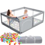 Parc bebe 180x150 cm avec 50 balles plastiques aire de jeu pliable basket centre dactivits pour enfants ...