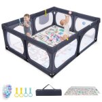 Parc b�b� ? dreamade - aire de jeu portable ? 189x158cm - tapis pliable - 4 anneaux de traction - 50 ...