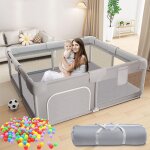 Parc bebe et jeunes enfants large 120x120 cm parc pour bbs 50 boules de fosse mini vannerie et 2 anneaux ...
