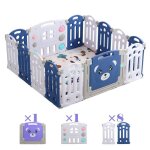 Parc bb plastique 16 + 2 panneaux - magic zc clture pliant de protection bb 194 x 188cm - bleu gris ...