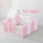 Parc bb plastique assemblable 12 + 2 panneaux barrire de scurit pliable pour enfants rose et blanc ...