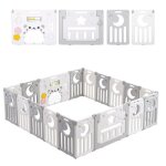 Parc b�b� pliable 16 + 2 panneaux parc bebe modulable plastique 190�190cm parcs enfant xxl avec panneau ...