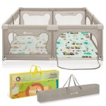 Parc bb avec tapis lionelo willow - 187 x 207 cm - bonne isolation du sol - tapis double face - beige ...