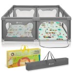 Parc bb avec tapis lionelo willow - 187 x 207 cm - bonne isolation du sol - tapis double face - gris ...
