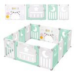 Parc b�b� - xl - vert - plastique ecologique - 0 � 3 ans - 14 panneaux - 150�150cm - pliable