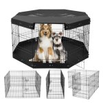 Parc pour chien 160x160x76 cm - vevor - enclos chat chiot pliable 8 panneaux - cl�ture dexercice en m�tal ...
