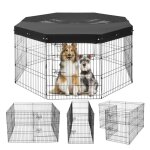 Parc pour chien 160x160x76 cm - vevor - enclos chat chiot pliable 8 panneaux - pour petits animaux de ...