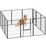 Parc pour chien - pawhut - 12 panneaux modulable pliable portable - avec porte - int�rieur et ext�rieur ...