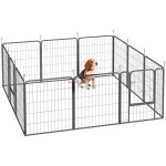 Parc pour chien - pawhut - 12 panneaux modulable pliable portable - avec porte - intrieur et extrieur ...