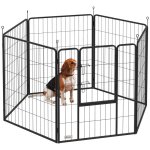 Parc pour chien - pawhut - 6 panneaux modulable pliable portable - avec porte - int�rieur et ext�rieur ...