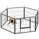 Parc pour chien - pawhut - 6 panneaux modulable pliable portable - avec porte - intrieur et extrieur ...