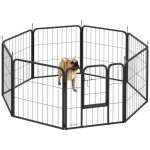 Parc pour chien - pawhut - 8 panneaux modulable et pliable - avec porte - en acier - intrieur extrieur ...