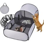 Parc dext�rieur pour chats enclos pliable pour chien et chattente maison avec tunnel et jouets interactifstunn ...