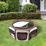 Parc enclos pliable pour chien chat petits animaux octogonal en tissu oxford et acier � 90 x 41h cm marron ...
