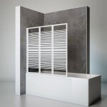 Schulte pare - baignoire 127x120 cm pliant  coller sans percer rversible verre 3 mm bandes transversales ...