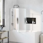 Pare baignoire r�tractable - vidaxl - 117x120 cm - aluminium - blanc - 3 volets