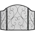Pare - feu cheminée ou poêle - homcom - pare - étincelles 3 volets pliables - dim. 66 x 31 x 81 cm - ... Pare - feu cheminée ou poêle - homcom - pare - étincelles 3 volets pliables - dim. 66 x 31 x 81 cm - ...